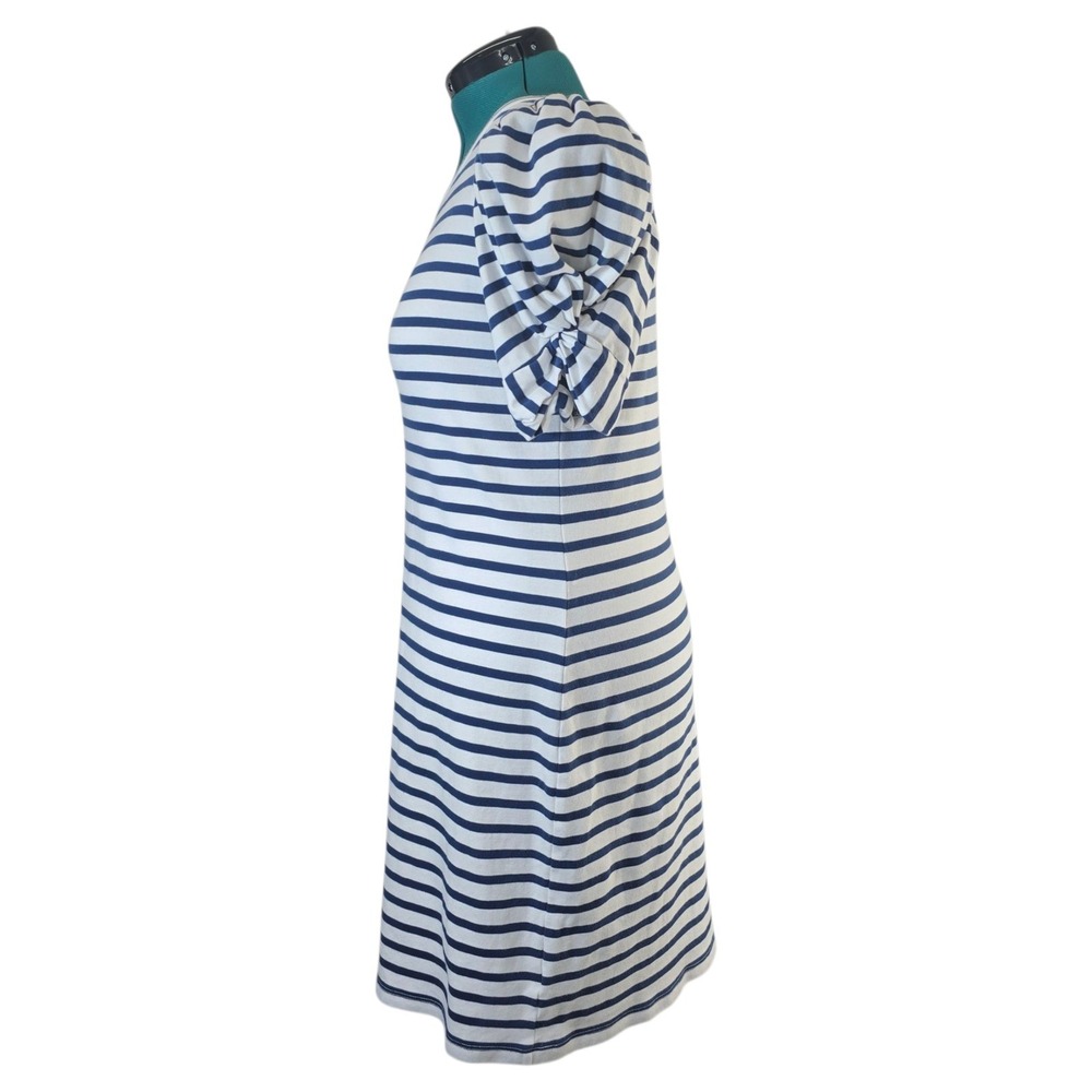Lilly Pulitzer Striped T-Shirt Dress Puff Sleeve Blue White Size L - Picture 3 of 9